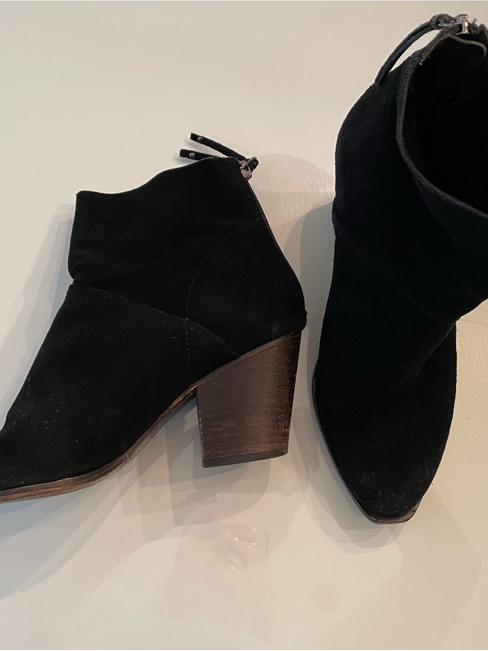 Laundry By Shelli Segal Black Suede Ankle Booties with Stacked Heel